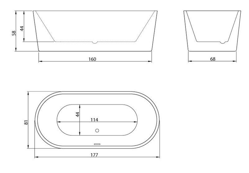 VikingBad Badekar Ellipse, 177cm
