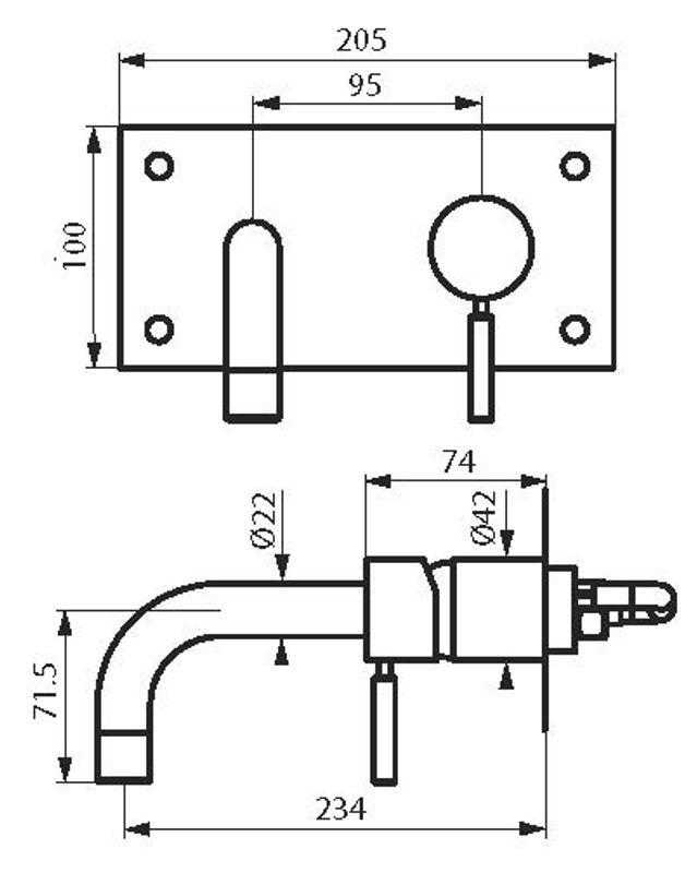 Tapwell BOX008 servantbatteri Black Chrome