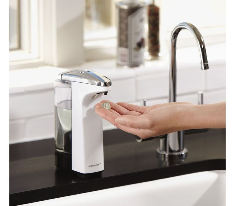 Simplehuman såpedispenser med sensor, batteri 237ml - hvit eller matt krom