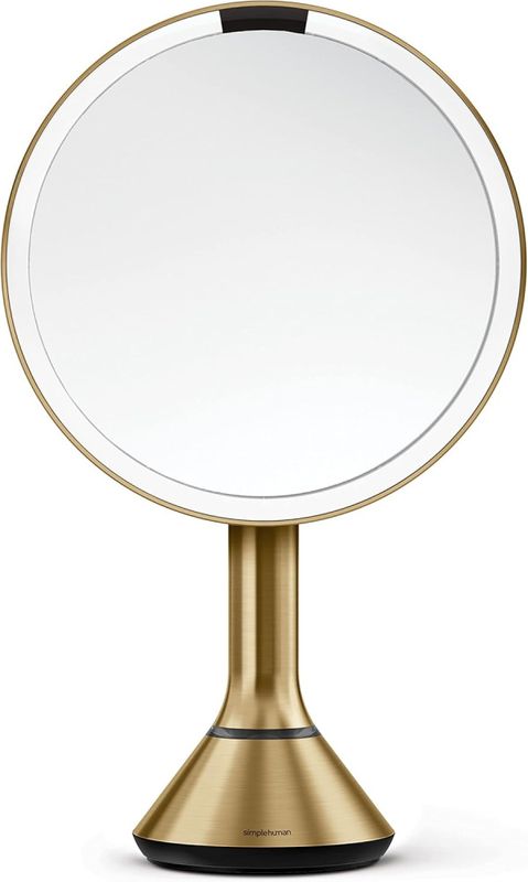 Simplehuman sensorspeil med berøringskontroll og stemningslys Messing