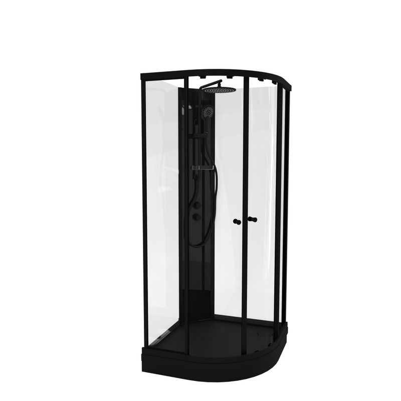 Vikingbad SOFIA Dusjkabinett  pluss, 90x90x210cm, sort/klar